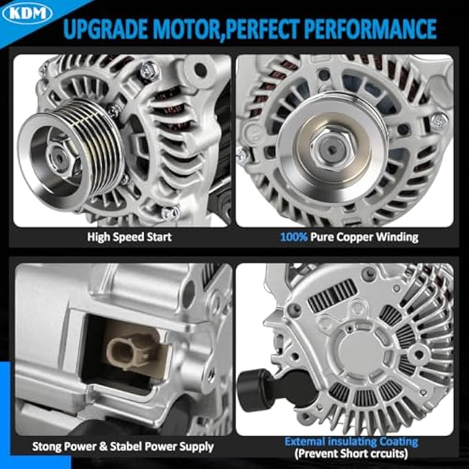 KDM Alternator Fit for Honda Civic 2012-2015 1.8L,HR-V 2016 2017 2018 1.8L,Acura ILX 2013 2014 2015 2.0L,12V 95A 6-Groove Pulley Clockwise,High Output Replacement 31100R1AA01 11537N - Image 5