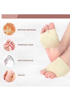 KASTWAVE Metatarsal Pads Ball of Foot Cushions Metatarsal Foot Pads for Pain Relief, Gel Pads Cushion for Metatarsalgia Neuroma Fabric Metatarsal Sleeve Pads for Women/Men, Beige(1 Pair)  - Image 3