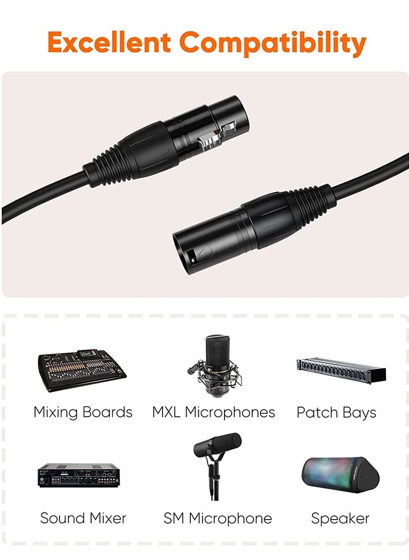 Excefore - XLR Microphone Cable, 6 FT XLR Male to XLR Female Balanced 3 PIN Mic Cables for Recording Applications,Mixers,Speaker Systems,DMX Lights - Image 1