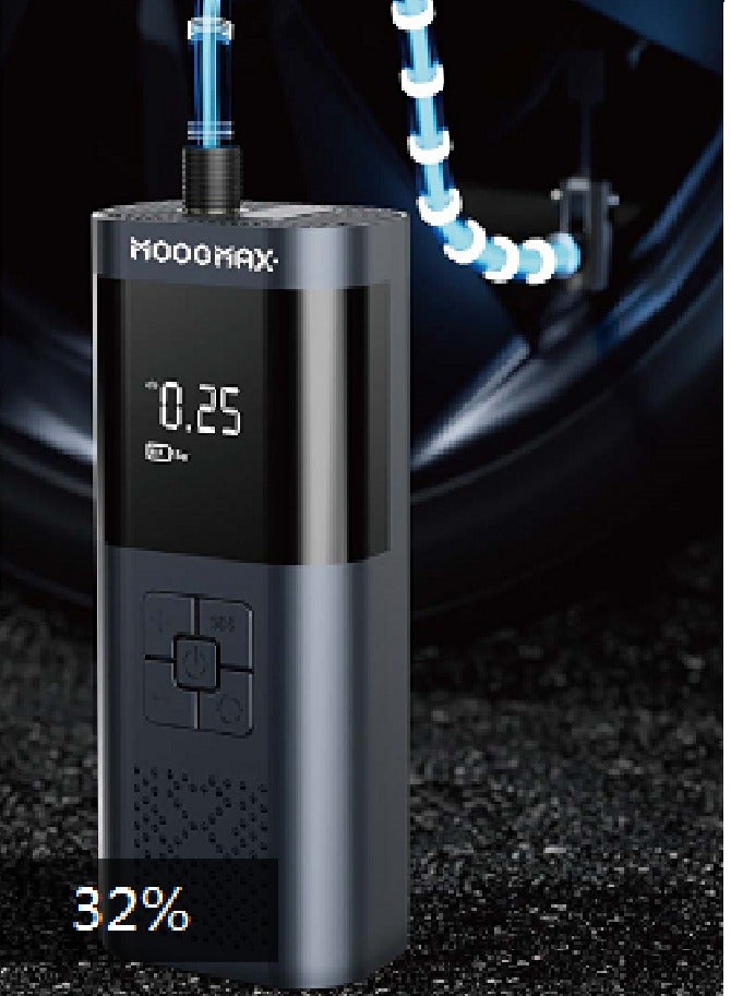 موجماكس مكبس كمبريسور هواء محمول لإطارات السيارات والدراجات الهوائية والدراجات النارية والكرة القدم - بشاشة عرض و فلاش ضوء لطوارئ ضاغط هواء قوي أصلي وفعال. - Image 5