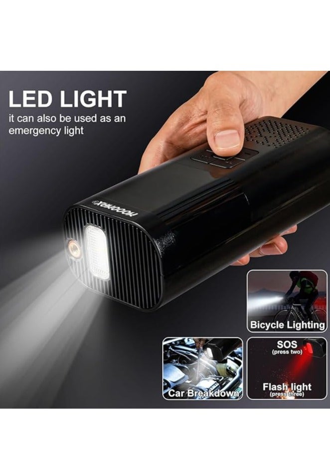 موجماكس مكبس كمبريسور هواء محمول لإطارات السيارات والدراجات الهوائية والدراجات النارية والكرة القدم - بشاشة عرض و فلاش ضوء لطوارئ ضاغط هواء قوي أصلي وفعال. - Image 4