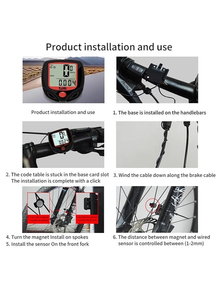 سان دينج جدول رموز الدراجة، عداد سرعة الدراجة مع شاشة LCD متعددة الوظائف، عداد مسافة لاسلكي للماء، كمبيوتر دراجة - Image 5