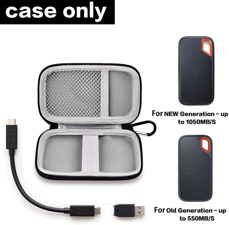GWCASE Hard Case Compatible with SanDisk 500GB/ 1TB/ 2TB/ 4TB Extreme Portable SSD - Up to 1050MB/s - USB-C, USB 3.2 Gen 2 - External for Solid State Drive. Carrying Travel Holder for USB Cables (Box Only) - Image 2