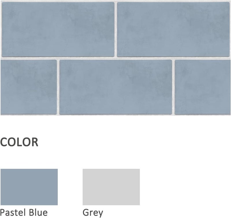 Alwayspon Vinyl Tile Stickers, Self-Adhesive Back, Tile Stickers for Kitchen and Bathroom, Self-Adhesive Peel and Stick, PVC Floor Stickers, DIY, Pastel Blue, 30 x 15 cm x 12 Pieces - Image 5