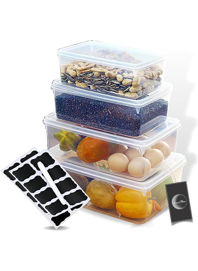IAF BLEUE Airtight Food Storage Containers w/Thickened Crystal Design- Set of 4 (2L+2.8L+4.2L+5.7L) - with lid, Label Sheets, Pen- BPA-Free PP Material- Kitchen Organization & Preservation Solution - Image 1