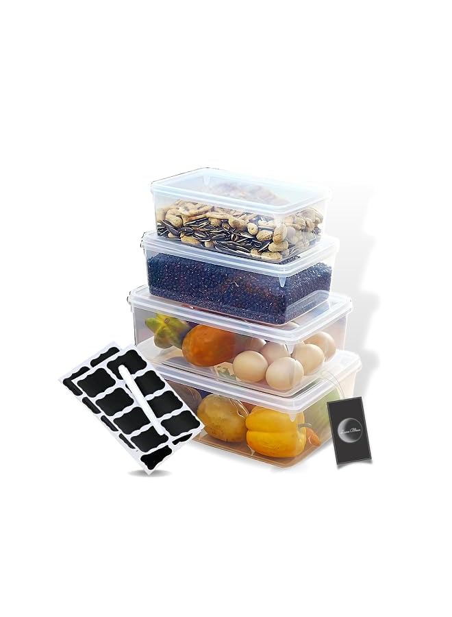 IAF BLEUE Airtight Food Storage Containers w/Thickened Crystal Design- Set of 4 (2L+2.8L+4.2L+5.7L) - with lid, Label Sheets, Pen- BPA-Free PP Material- Kitchen Organization & Preservation Solution - Image 2