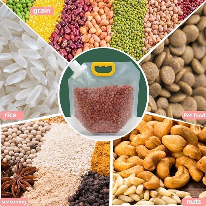YUGANSHU Grain Moistureproof Sealed Bag Food Storage Pouches Reusable Clear Grain Storage lids Bags with Portable Handle for Beans Grains Rice Coffee SugarPack of 6Bag capacity is 15 liters - Image 5