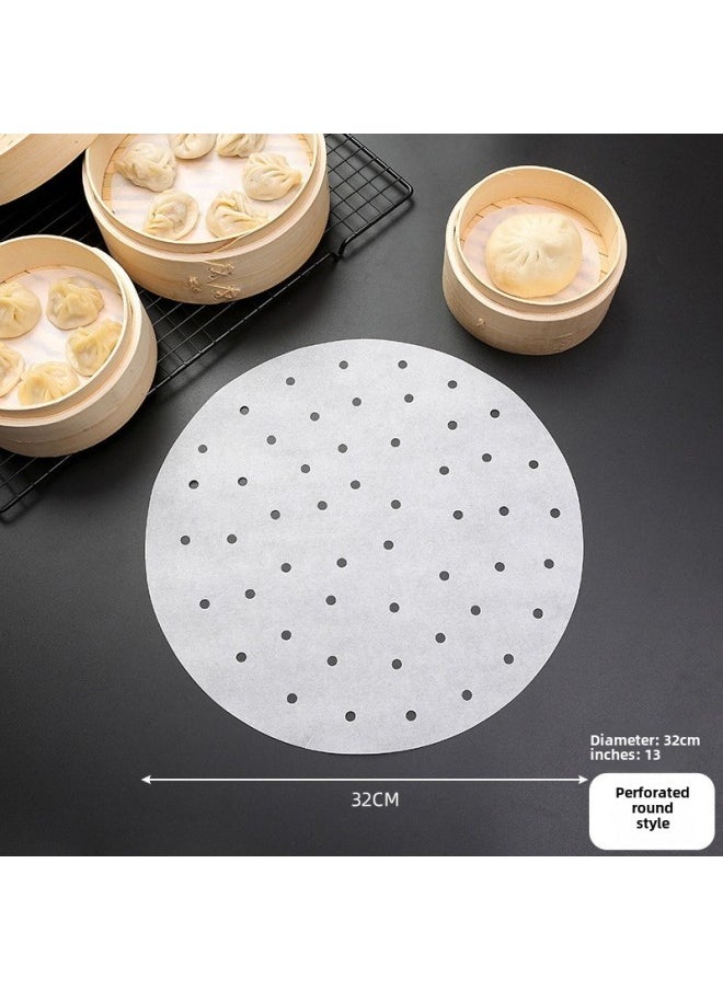 Generic Food Grade Disposable Steamer Paper Non-stick Steaming Paper Household Steamed Bun Paper For Steamed Bread Air Fryer Paper-Color:500 Tablets (family Half A Year Available)-Specifications:13inch (32cm)  - Image 1