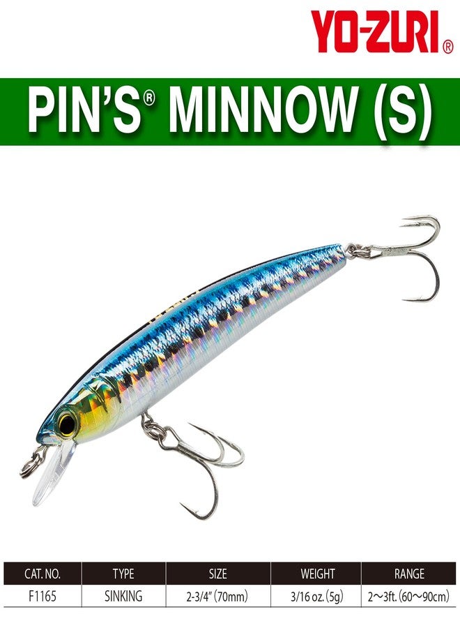 DUEL Yo-Zuri F1165-TGLM Pins Minnow Sinking Lure, Glass Minnow - Image 2
