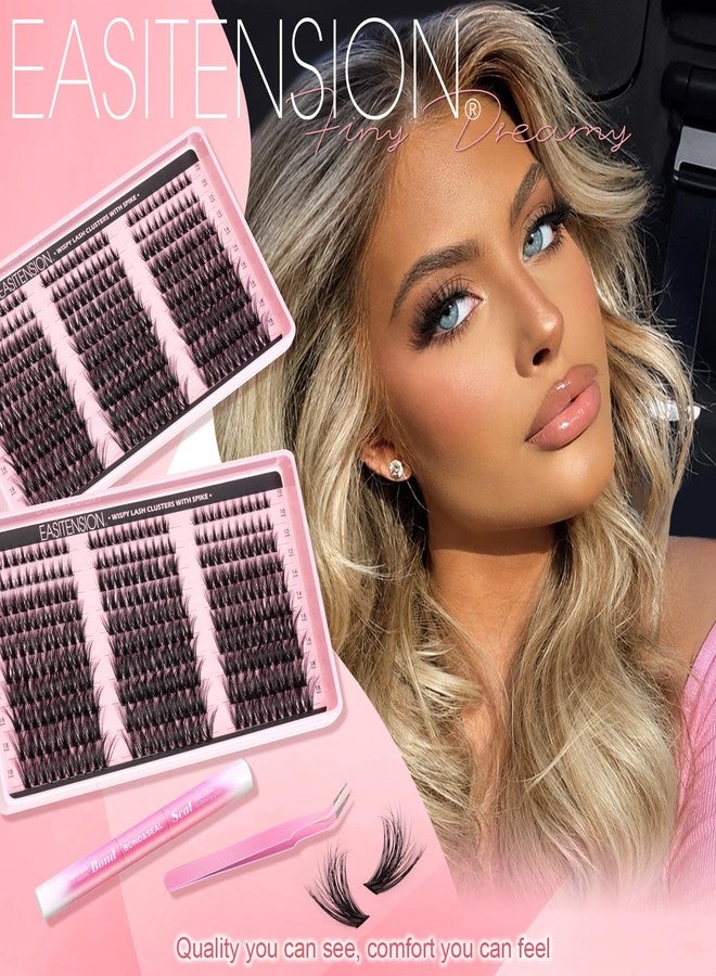 EASITENSION Manga Lash Clusters Kit with Spiky Anime Eyelash Extension Kit Volume Fairy Individual Lashes Clusters DIY Wispy Cluster Eyelash Extensions with Bond Seal Tweezers(10-18mm Kit 300PCS） (Manga Kit) - Image 4
