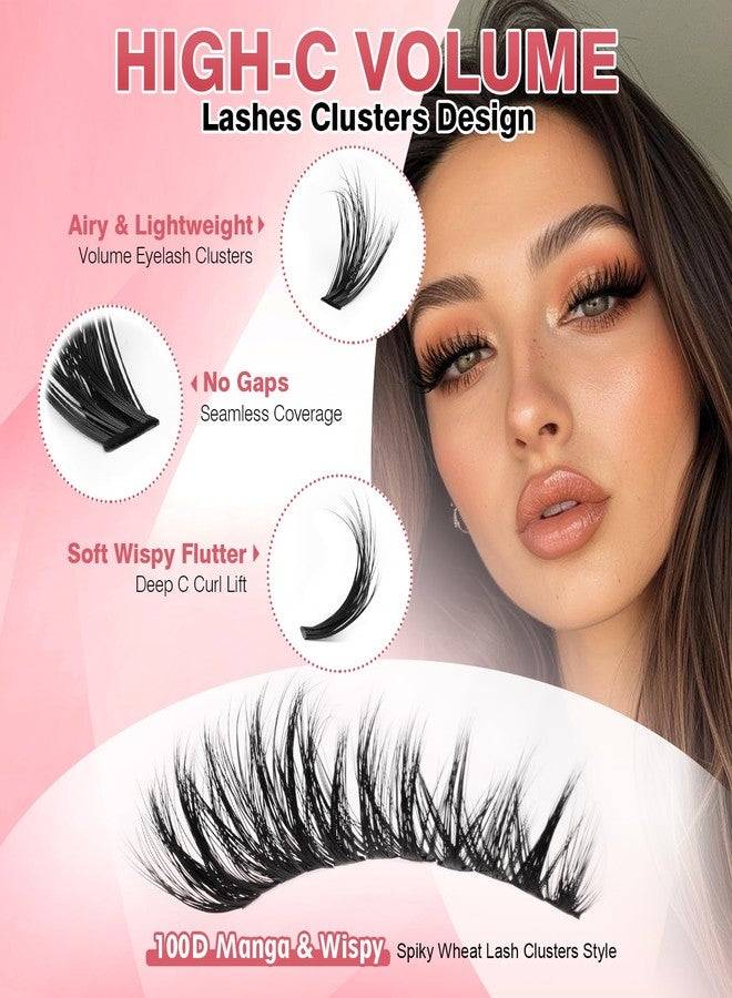 EASITENSION Manga Lash Clusters Kit with Spiky Anime Eyelash Extension Kit Volume Fairy Individual Lashes Clusters DIY Wispy Cluster Eyelash Extensions with Bond Seal Tweezers(10-18mm Kit 300PCS） (Manga Kit) - Image 2