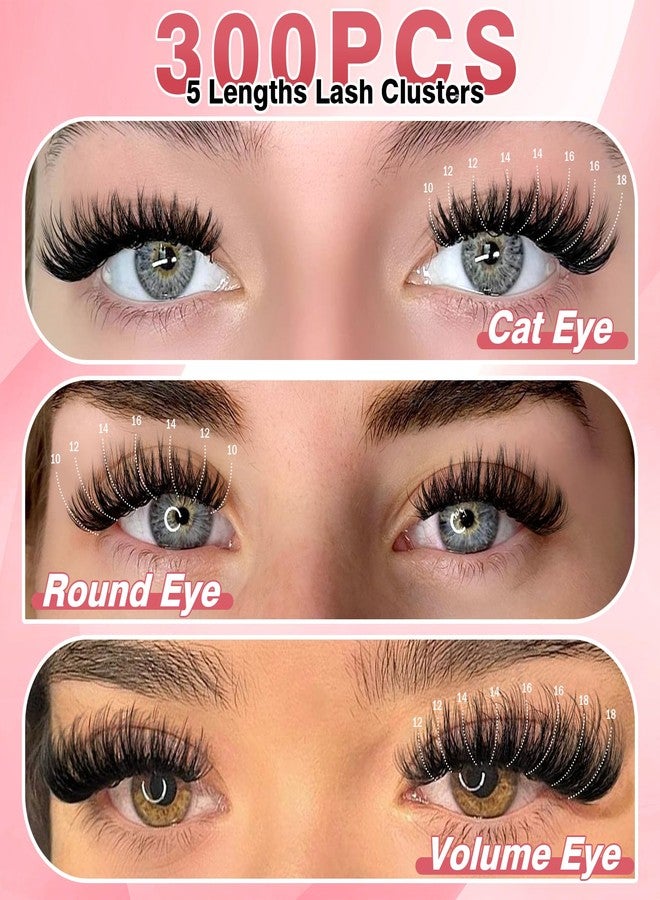 EASITENSION Manga Lash Clusters Kit with Spiky Anime Eyelash Extension Kit Volume Fairy Individual Lashes Clusters DIY Wispy Cluster Eyelash Extensions with Bond Seal Tweezers(10-18mm Kit 300PCS） (Manga Kit) - Image 5