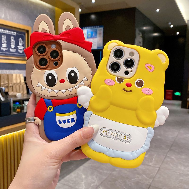 Cute 3D Cartoon Bear Soft TPU Phone Case for Samsung Galaxy A56 S25 Ultra Back Cover - Image 2