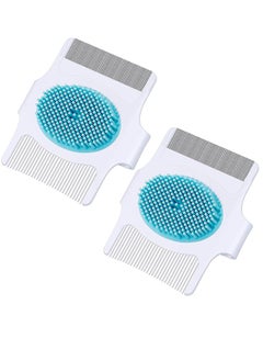 2 Pieces Cradle Cap Brush and Comb 3 In 1 Design Cradle Cap Brush Safe Baby's Scalp Brush Baby Bath Brush Baby Head Scrubber Face Cleansing Brush Help Gently Massage Care Scalp Blue