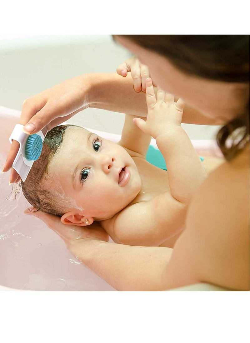 Generic - 2 Pieces Cradle Cap Brush and Comb 3 In 1 Design Cradle Cap Brush Safe Baby's Scalp Brush Baby Bath Brush Baby Head Scrubber Face Cleansing Brush Help Gently Massage Care Scalp Blue - Image 1
