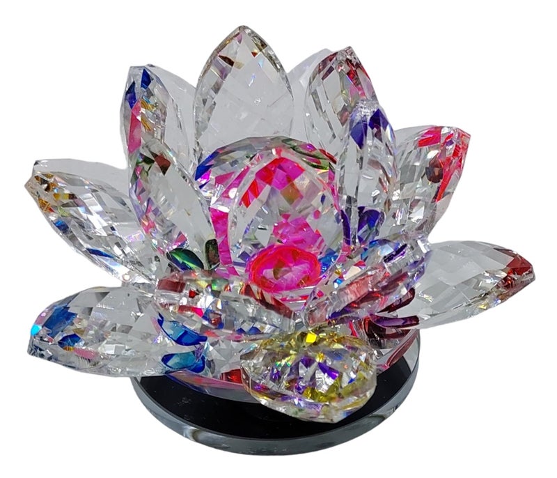ARTISKRITI Crystal Lotus Flower Feng Shui Vastu, Crystal Lotus Flower for Positive Energy Decorative Showpiece for Home Decor, Multicolor - Image 1