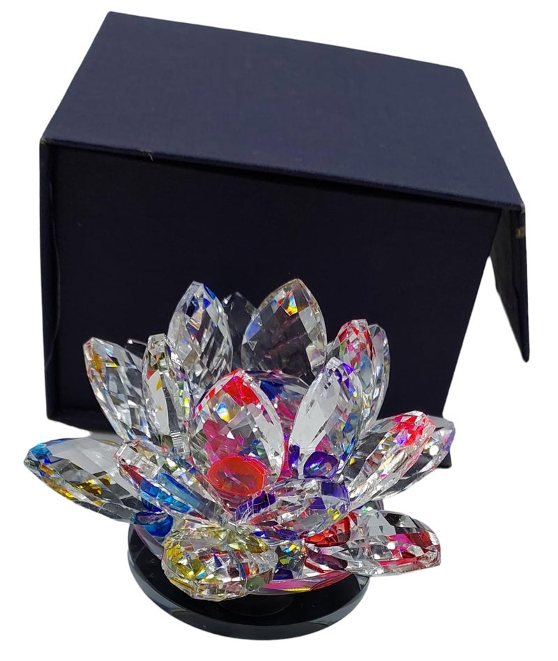ARTISKRITI Crystal Lotus Flower Feng Shui Vastu, Crystal Lotus Flower for Positive Energy Decorative Showpiece for Home Decor, Multicolor - Image 3