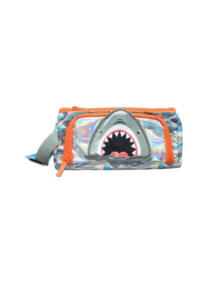 Five dream house Shark 3D Stereo Pencil Case 420D+PU Double Layer Large Capacity Student Pencil Bag 19 Colors Available - Image 1
