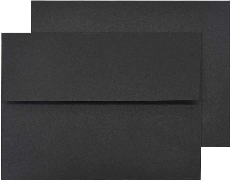 AZAZA دعوات سوداء A7 5x7 - ذاتية الإغلاق، بزاوية مربعة، مثالية لبطاقات 5x7، حفلات الزفاف، أعياد الميلاد، الدعوات، التخرج، حفلات استقبال المواليد، 5.25 x 7.25 بوصة، 100 عبوة، (أسود) - Image 1