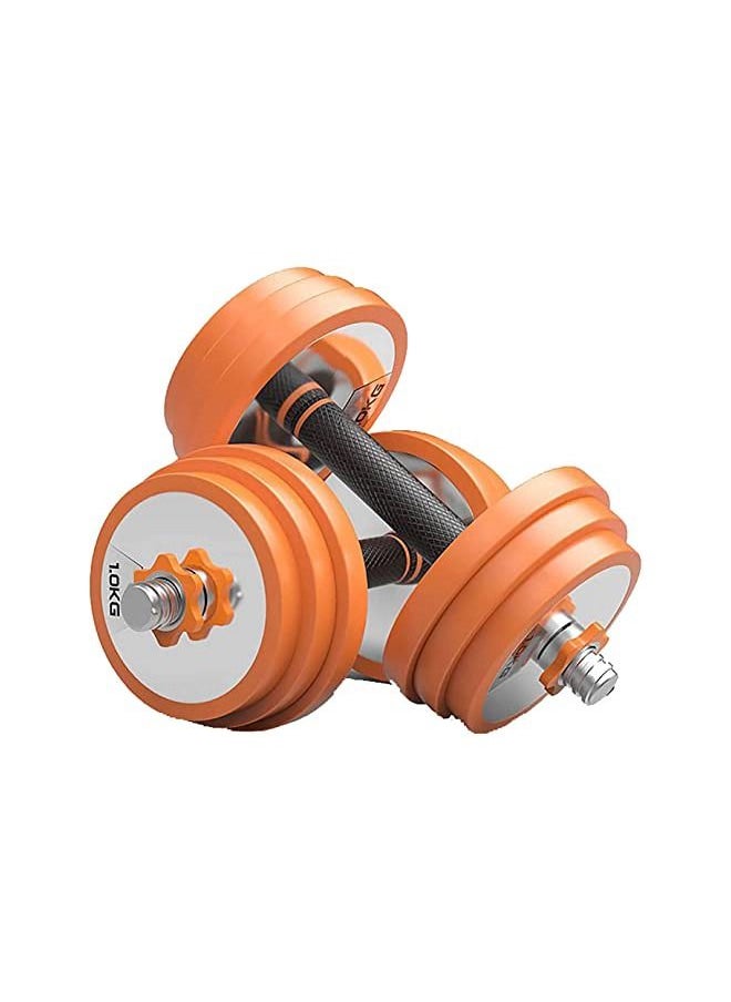 2 in 1 Adjustable Dumbbell Barbell Weight Pair, Solid Steel Material Non-slip Neoprene Handle, Multi-purpose, Home, Gym, Office (Pair 20kg)