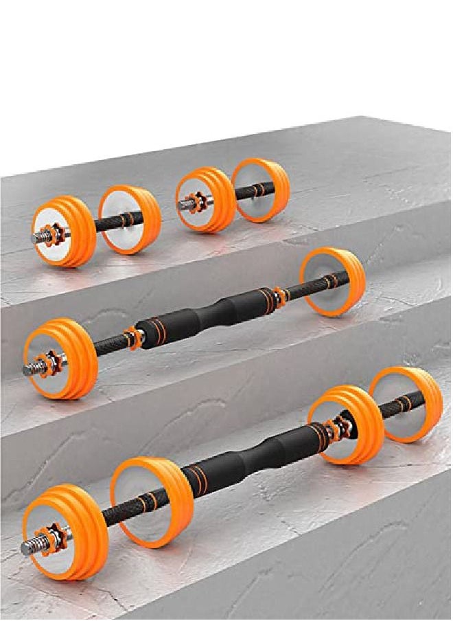 2 in 1 Adjustable Dumbbell Barbell Weight Pair, Solid Steel Material Non-slip Neoprene Handle, Multi-purpose, Home, Gym, Office (Pair 20kg)