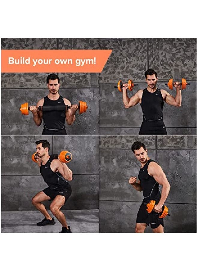 2 in 1 Adjustable Dumbbell Barbell Weight Pair, Solid Steel Material Non-slip Neoprene Handle, Multi-purpose, Home, Gym, Office (Pair 20kg)