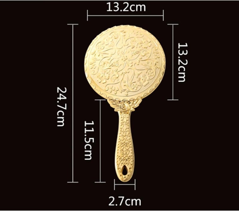 Vintage Handheld Round Makeup Mirror 2pcs Set Gold and Silver Decorative Vanity Mirrors for Women for Travel and Daily Use - Image 2