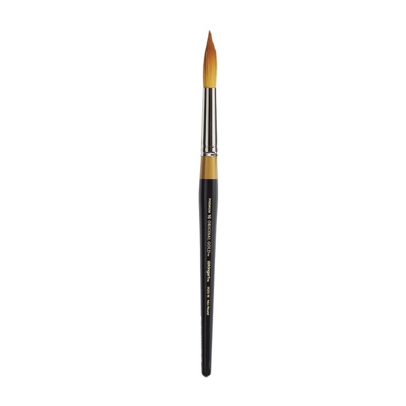 KINGART Premium Original Gold 9020-16 Ultra Round Series Artist Brush, Golden Taklon Synthetic Hair, Short Handle, for Acrylic, Watercolor, Oil and Gouache Painting, Size 16 - Image 2