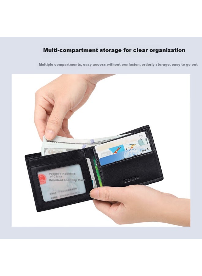 Golf Men's First Layer Cowhide Wallet Multi-card Slim Short Leather Wallet Gift Box Set - Image 5