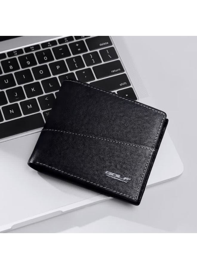 Golf Men's First Layer Cowhide Wallet Multi-card Slim Short Leather Wallet Gift Box Set - Image 1