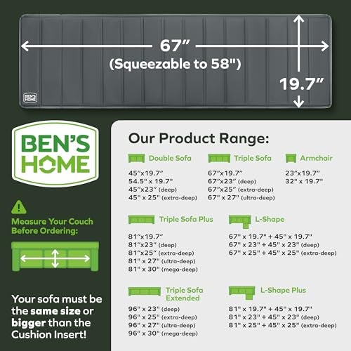 BEN'SHOME® Heavy Duty Couch Cushion Support Board – Instantly Repair Sagging Sofa Seat | 19.7" x 58"-67" | .5" Furniture Grade Wood Under Cushions Insert, Anti-Slip, Extend Sofas & Couches Life - Image 2
