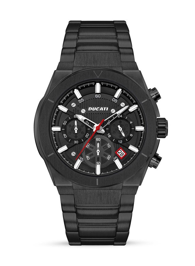 Ducati Ducati Men's Chronograph Watch with Black Textured Dial, Contrast Accents, Stainless Steel Bracelet, Water Resistant to 50m, 43.5mm Case – Stylish Precision for Every Occasion  - Image 1