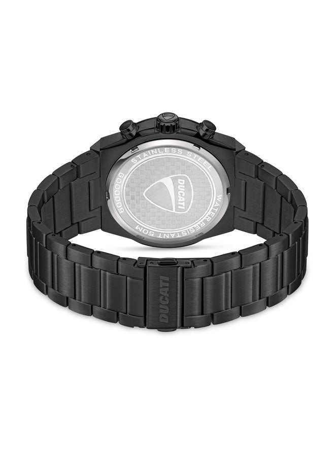 Ducati Ducati Men's Chronograph Watch with Black Textured Dial, Contrast Accents, Stainless Steel Bracelet, Water Resistant to 50m, 43.5mm Case – Stylish Precision for Every Occasion  - Image 3