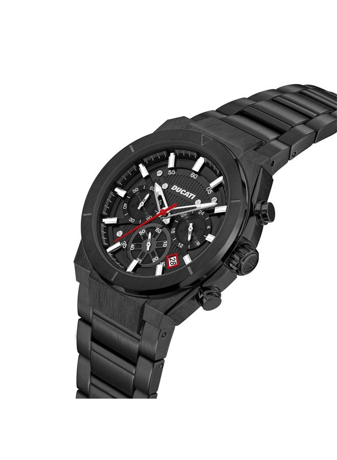 Ducati Ducati Men's Chronograph Watch with Black Textured Dial, Contrast Accents, Stainless Steel Bracelet, Water Resistant to 50m, 43.5mm Case – Stylish Precision for Every Occasion  - Image 2
