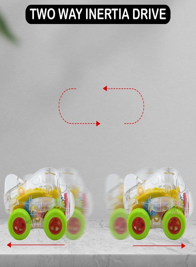 WISHKEY Plastic Gear Airplane Toy for Kids, Push and Go Toy Airplane with Lights, Friction Powered Vehicle Toy for Kids, Unique Gear Design, Multicolor, 3+ Years (Pack of 1) - Image 4