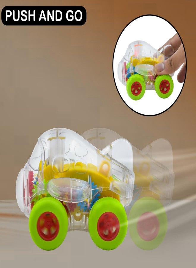 WISHKEY Plastic Gear Airplane Toy for Kids, Push and Go Toy Airplane with Lights, Friction Powered Vehicle Toy for Kids, Unique Gear Design, Multicolor, 3+ Years (Pack of 1) - Image 3