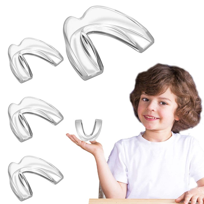 Kids Mouth Guard for Teeth Grinding Pack of 4 Bite Guards Dental Guard Case Eliminate Clenching Bruxism Teeth Whitening Tray Sports Child Moldable Bite Guards510 Years Old Kids