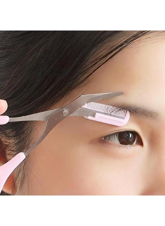KIKI - Eyebrow Shaping Scissors with Comb / Pink - Image 1