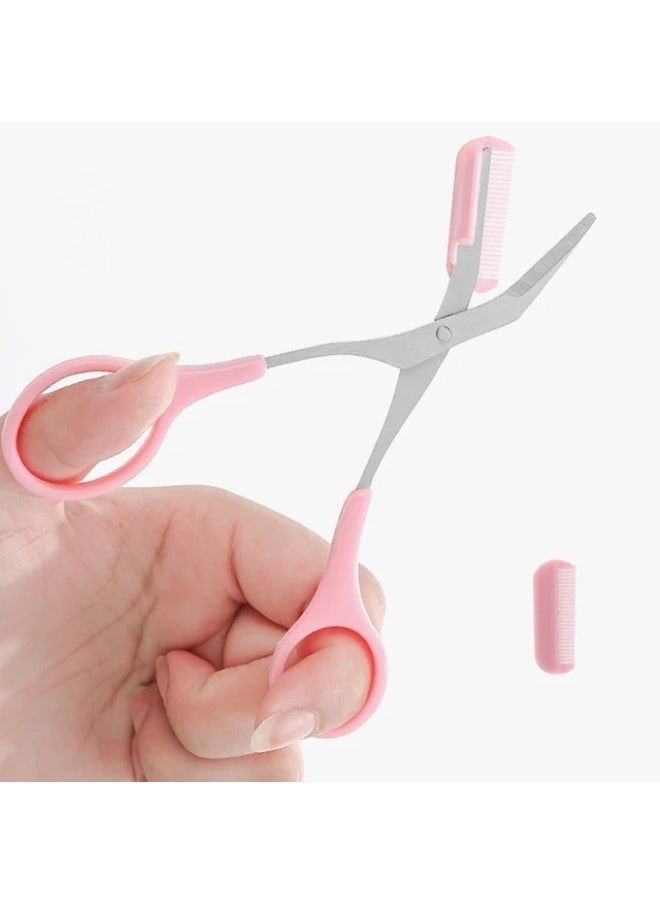KIKI - Eyebrow Shaping Scissors with Comb / Pink - Image 1