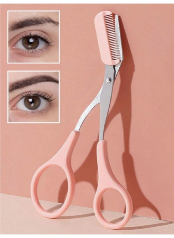 KIKI - Eyebrow Shaping Scissors with Comb / Pink - Image 1