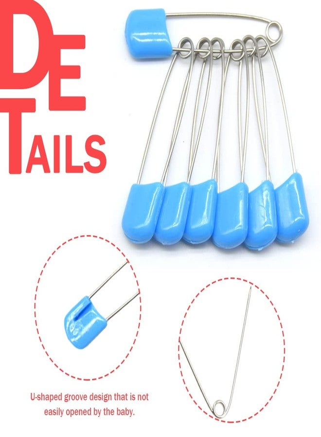 Hocansen 50 PCS Safety Pin 54mm/2.2in Baby Diaper Pins for Cloth Plastic Head Baby Pins for Diapers Stainless Steel Cloth Pins with Locking Closures Nappy Pin for Crafts（DT/Blue） - Image 3