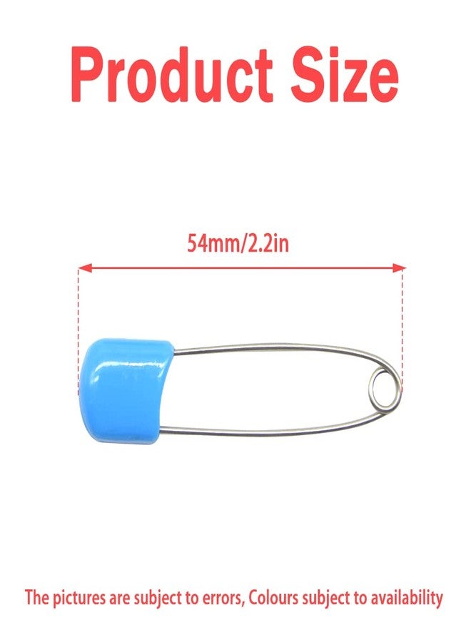 Hocansen 50 PCS Safety Pin 54mm/2.2in Baby Diaper Pins for Cloth Plastic Head Baby Pins for Diapers Stainless Steel Cloth Pins with Locking Closures Nappy Pin for Crafts（DT/Blue） - Image 2