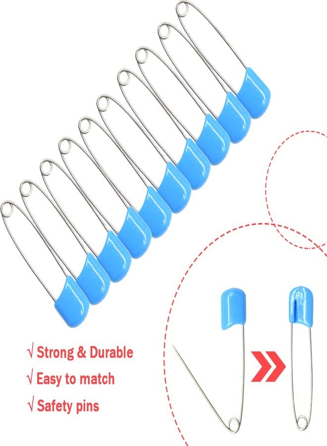 Hocansen 50 PCS Safety Pin 54mm/2.2in Baby Diaper Pins for Cloth Plastic Head Baby Pins for Diapers Stainless Steel Cloth Pins with Locking Closures Nappy Pin for Crafts（DT/Blue） - Image 4