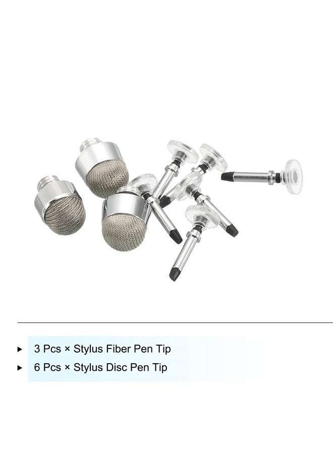 MECCANIXITY 9 قطع قلم ستايلس برأس ألياف دائرية بديل عالمي عالي الدقة لأجهزة الشاشة اللمسية 2 في 1 قلم ستايلس - Image 2