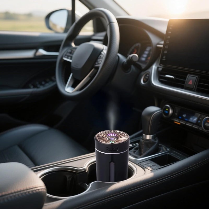 معطر هواء سيارة قابلة لإعادة الشحن، ناشر زيوت عطرية، يعمل بالبطارية، مرطب سعة 300 مل، ناشر محمول من نوع USB-C، للسيارة، المنزل، المكتب، مقاس 2.7 × 6 بوصة - Image 2