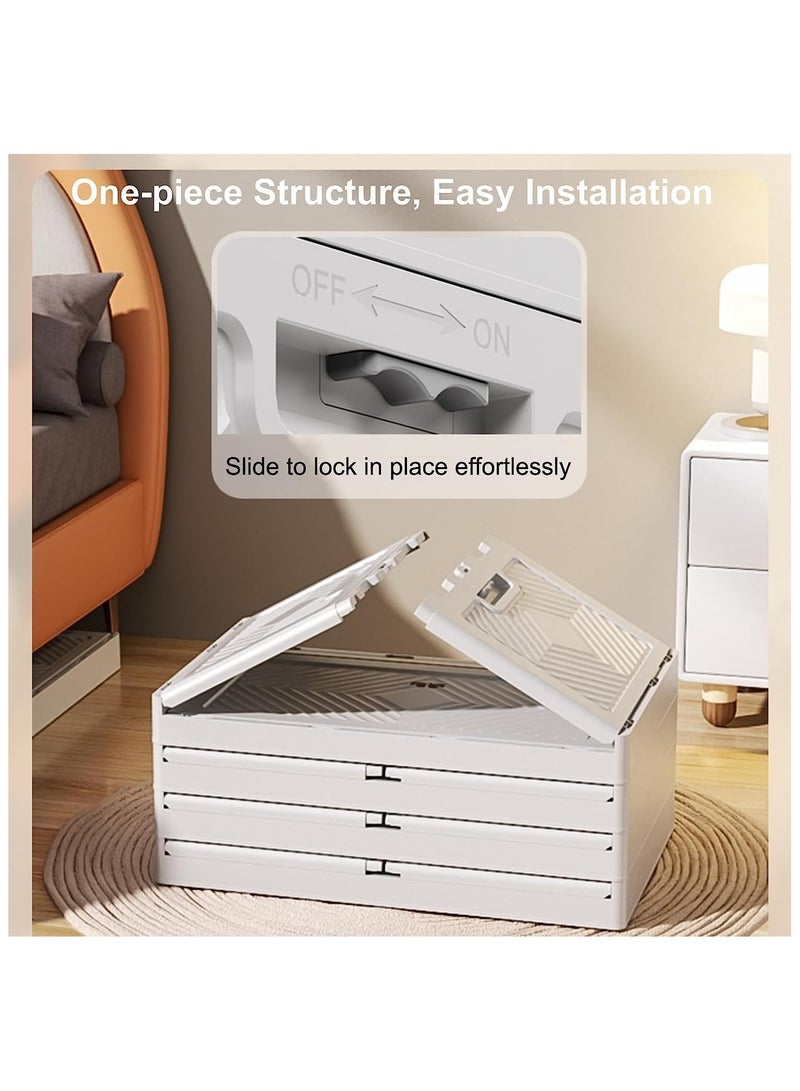 Stackable Plastic Shoe Cabinet Storage Boxes with Magnetic Doors and Wheels Collapsible Foldable Organizer Container Bins Multi-Purpose Rack for Shoes Clothes Toys Snacks Tools Durable Space Saving Design for Bedroom Bathroom Kitchen Study Room Office Living Room Entryway Garage Wardrobe Closet  - Image 5