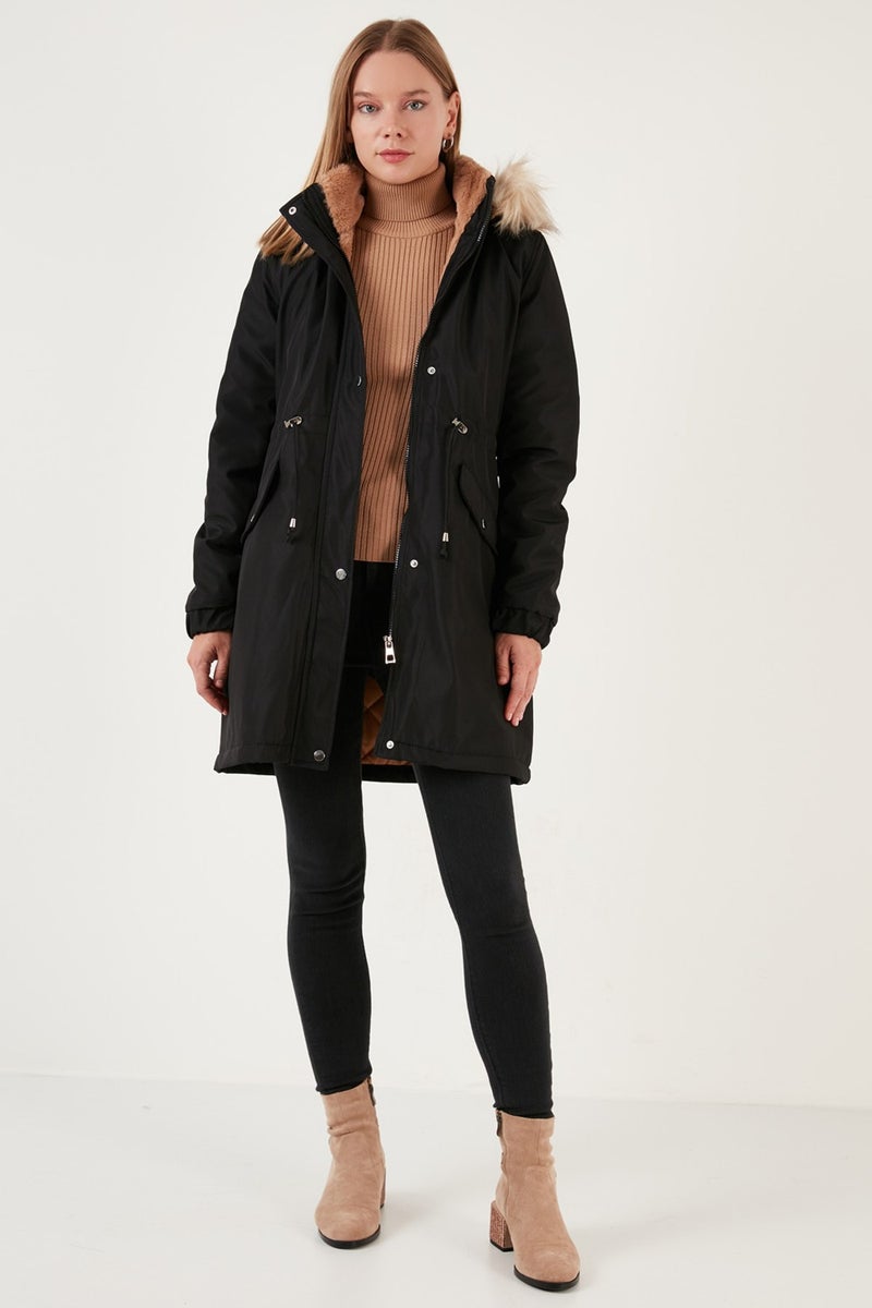 Lela Regular Fit Faux Fur Hard Hooded Parka Women's Parka 6403346  - Image 1