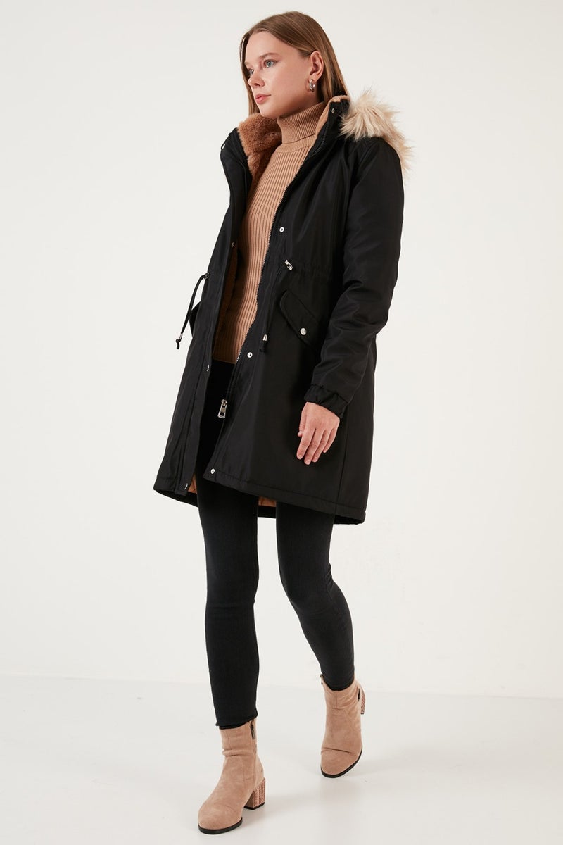Lela Regular Fit Faux Fur Hard Hooded Parka Women's Parka 6403346  - Image 4