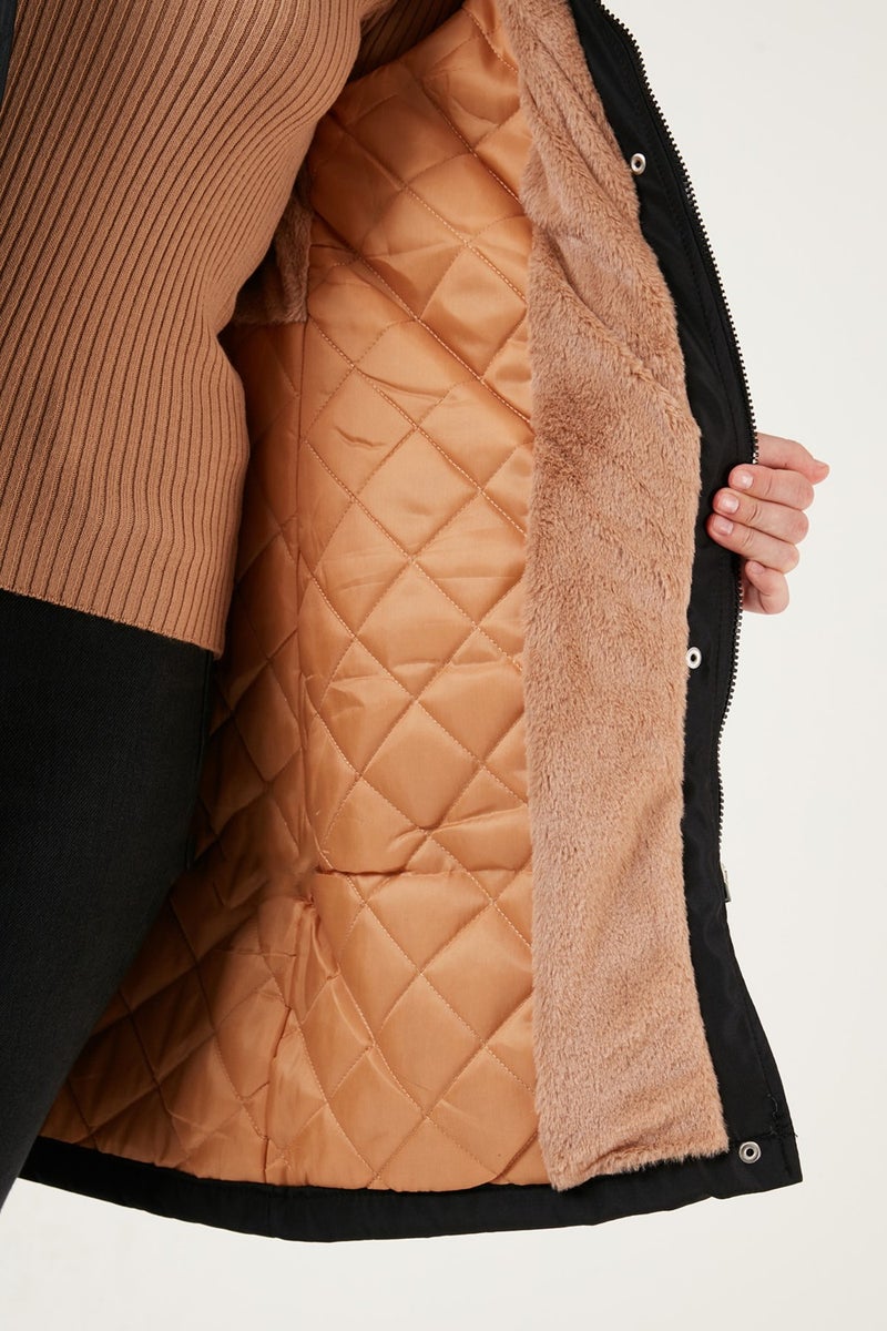 Lela Regular Fit Faux Fur Hard Hooded Parka Women's Parka 6403346  - Image 5