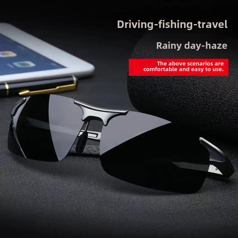Generic Mens Polarized Sunglasses Day Night Driving Black and gray polarizer 